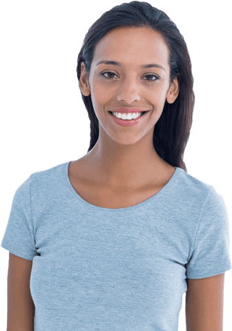 Smiling Biracial Woman Isolated on Transparent Background