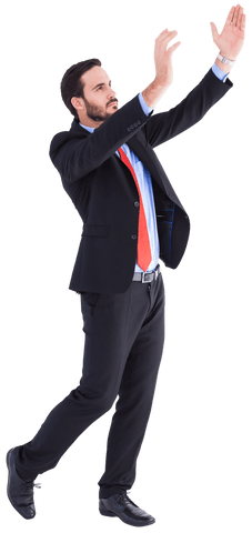 Transparent Businessman Reaching Upwards in Suit