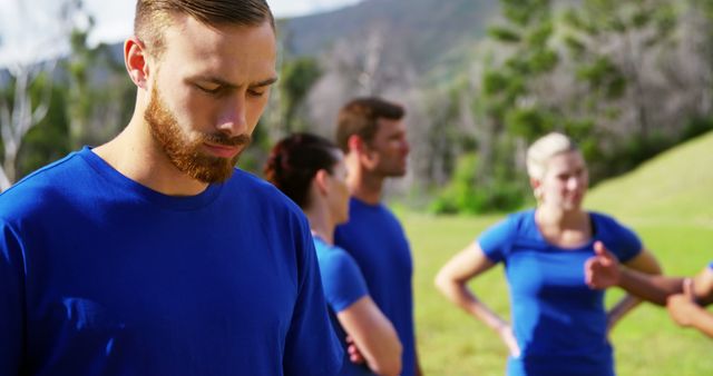 Team Training in Outdoor Setting with Concentrated Athletes - Download Free Stock Images Pikwizard.com