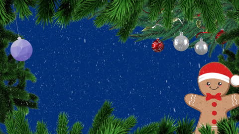 Festive Christmas Background with Falling Snow and Decorations