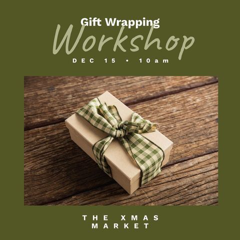 decorative gift wrapping workshop invitation with festive present - Download Free Stock Templates Pikwizard.com