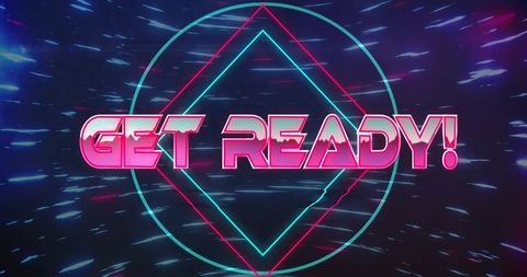 Get Ready Neon Text with Dynamic Glowing Background