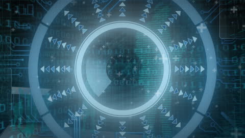 Futuristic Digital Scanner with Binary Data Background