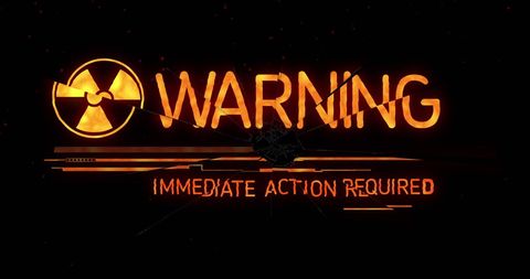 Digital warning sign with biohazard symbol in orange
