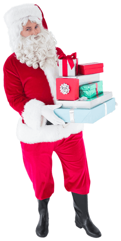Transparent Santa Claus Holding Colorful Christmas Gifts - Download Free Stock Videos Pikwizard.com