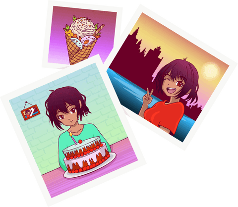 polaroid collage with woman portrait, ice cream on transparent background - Download Free Stock Videos Pikwizard.com