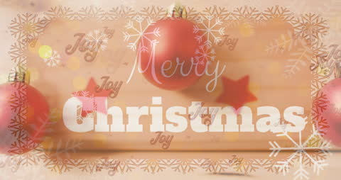 Festive Christmas Graphic with Animated Text and Baubles