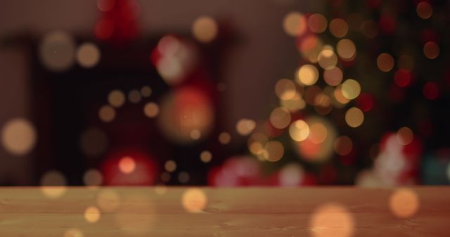 Festive Christmas Bokeh and Wood Surface Closeup - Download Free Stock Images Pikwizard.com