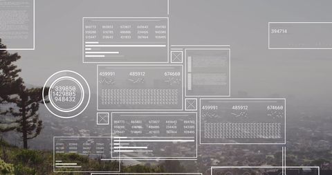 Futuristic Data Processing Overlay on Urban Landscape - Download Free Stock Images Pikwizard.com
