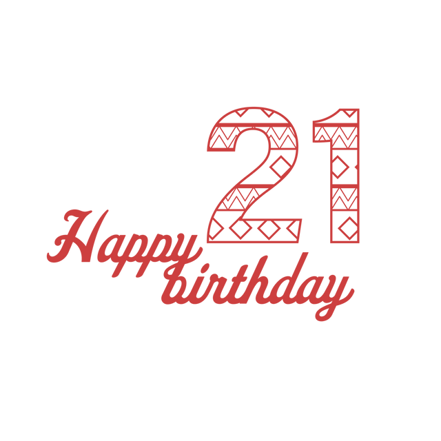 Happy 21st Birthday Decorative Red Text on Transparent Background - Download Free Stock Videos Pikwizard.com