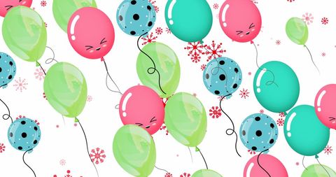 Whimsical Floating Balloons on Snowflake Background - Download Free Stock Images Pikwizard.com