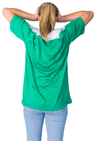 Transparent Disappointed Football Fan in Green Jersey