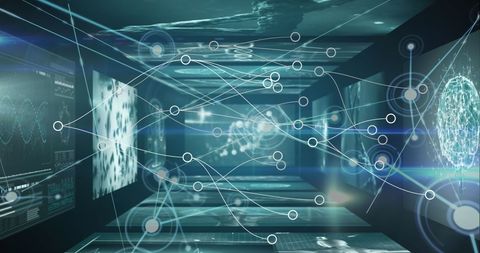 Digital Network With Data Processing on Dynamic Screens - Download Free Stock Images Pikwizard.com