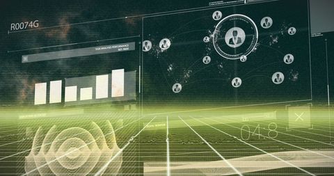 Futuristic data processing and technology interface background