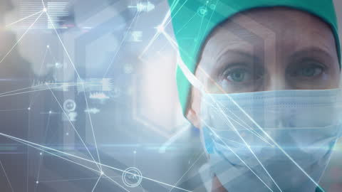 Caucasian Female Surgeon with Network of Digital Connections