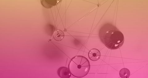 Abstract Glass Spheres with Digital Network on Pink Background - Download Free Stock Images Pikwizard.com