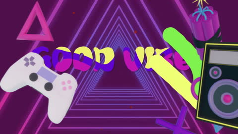 Gaming Nostalgia with Retro Graphics and Good Vibes Text