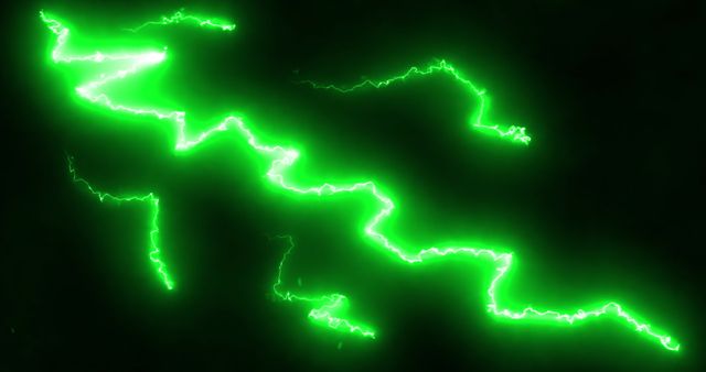 Dynamic Green Lightning Electric Energy Streak on Dark Background - Download Free Stock Images Pikwizard.com