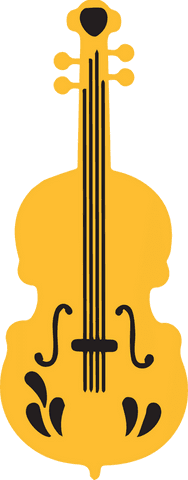 Minimalistic golden violin clipart over transparent background
