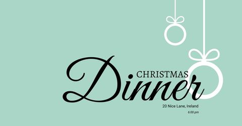 Elegant Christmas Dinner Invitation Design with Festive Ornaments - Download Free Stock Templates Pikwizard.com