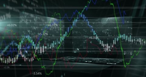 dynamic digital projection of market trends and equations - Download Free Stock Images Pikwizard.com