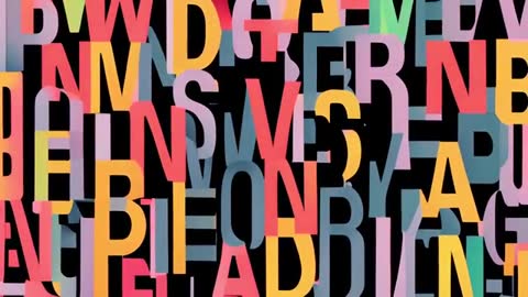 Vibrant Abstract Typography with Overlapping Letters on Black
