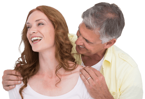 Cheerful Mature Couple Sharing Happy Moment on Transparent Background