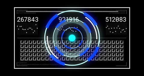 Futuristic HUD Animation with Data Streams and Scanning Elements