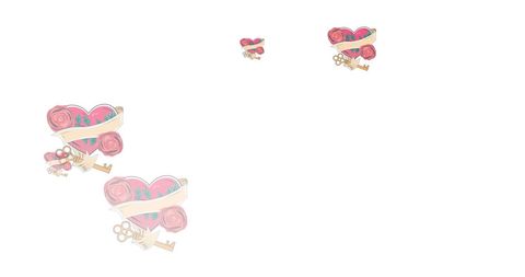 Romantic hearts and keys pattern on white background