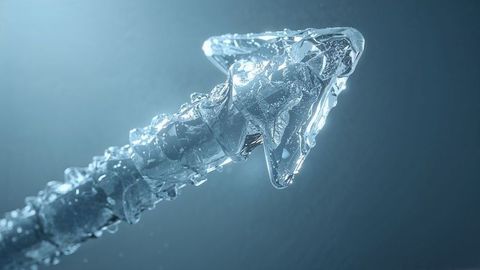 Glistening Crystalline Arrow with Intricate Water Droplets