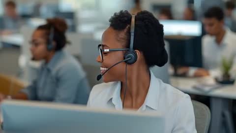Call Center Agent Providing Support in Modern Office