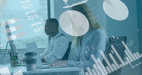 Intech Presentation Interface Hovering Over Diverse Coworkers in Office Space