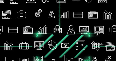 Digital Data Icons Floating with Futuristic Background