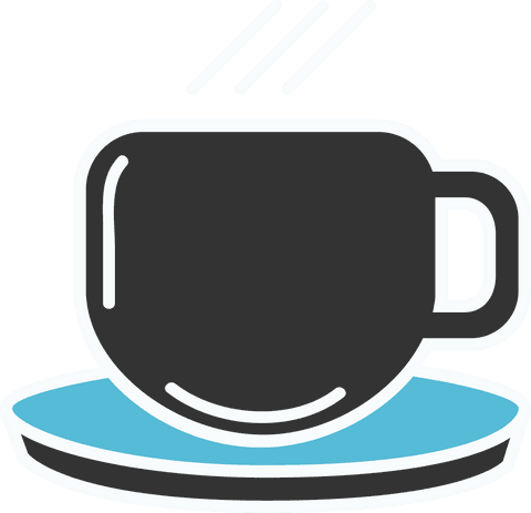 transparent outline icon of coffee cup on saucer with blue accent - Download Free Stock Videos Pikwizard.com