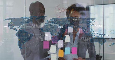 Collaborating on Global Strategy Using Glass Map, Sticky Notes, and Data Visualization