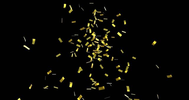 Gold Confetti Falling on Black Background for Party Celebration - Download Free Stock Images Pikwizard.com