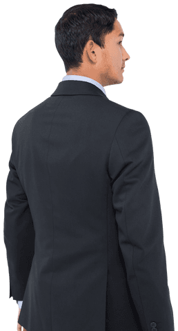 Transparent image of happy businessman in black suit isolated