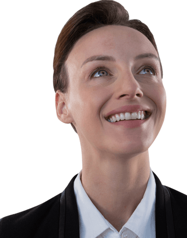 transparent smiling businesswoman looking upwards confidently - Download Free Stock Videos Pikwizard.com