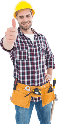 Smiling Handyman Giving Thumbs Up on Transparent Background - Download Free Stock Videos Pikwizard.com