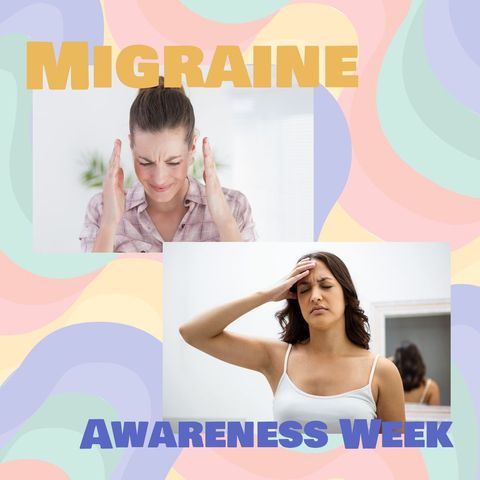 migraine awareness week: women experiencing headache discomfort - Download Free Stock Templates Pikwizard.com