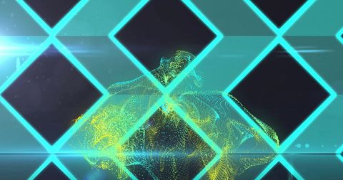 Futuristic Neon Grid Over Abstract Digital Landscape - Download Free Stock Images Pikwizard.com
