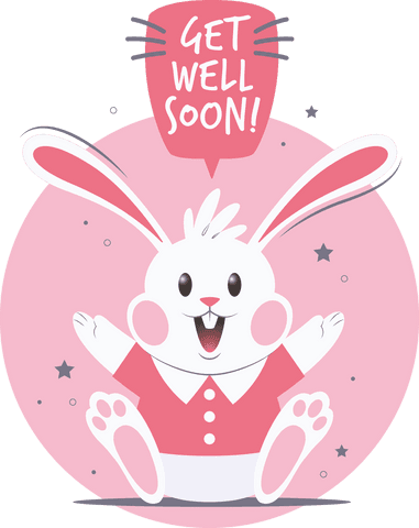 cheerful bunny offering get well soon wishes on transparent background - Download Free Stock Videos Pikwizard.com