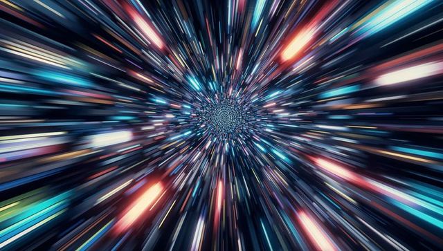 Hyperspace Corridor with Racing Multicolored Light Streaks