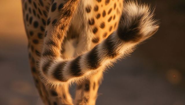 Cheetah Tail and Hindquarters Close-Up with Spotted Fur