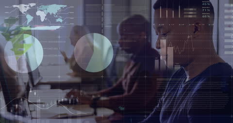 Business People Analyzing Data with Technological Interface