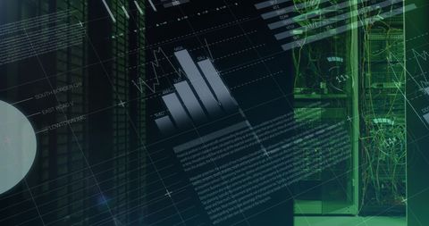 Data Processing and Statistics Overlaid on Computer Servers - Download Free Stock Images Pikwizard.com