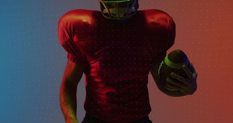 American Football Player with Futuristic Neon Effects