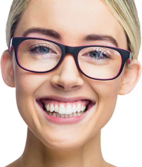 Close-Up of Woman with Transparent Learning Glasses Smiling - Download Free Stock Videos Pikwizard.com