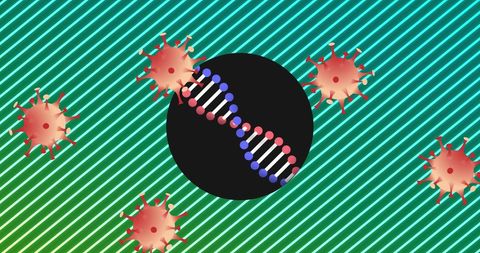 DNA Helix Amidst Abstract Virus Representation