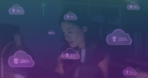 Cloud Computing Technology with Businesswoman Data Overlay - Download Free Stock Images Pikwizard.com